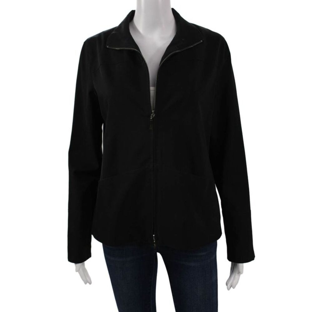 Shin Choi Womens Windbreaker Black Zip Collared Long Sleeve Size 6